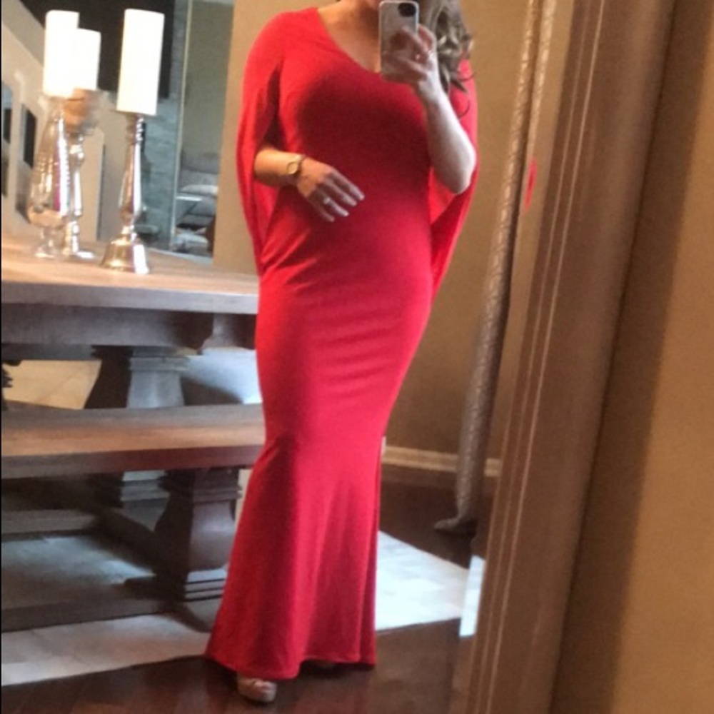 Badgley Mischka Red Drape Dress